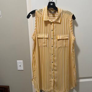 Yellow and White Striped Sleeveless Button Down SZ 8